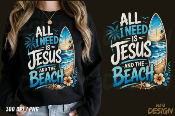 All I Need is Jesus Beach T-Shirt Designs