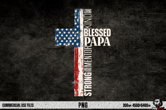 Blessed Papa Cross Christian Father PNG T-Shirt Designs