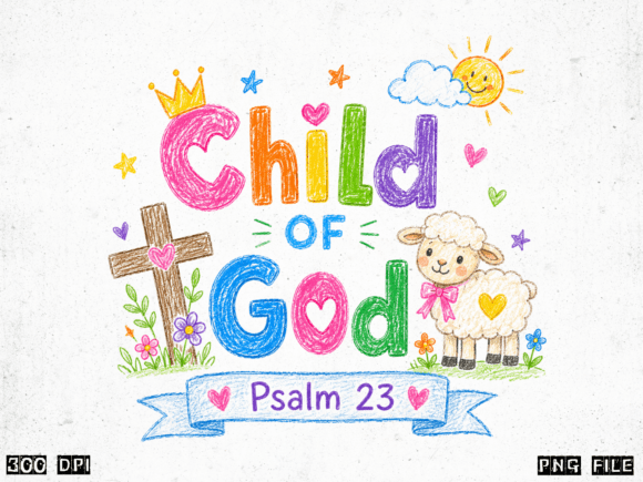 Child of God Psalm 23 Christian PNG T-Shirt Designs