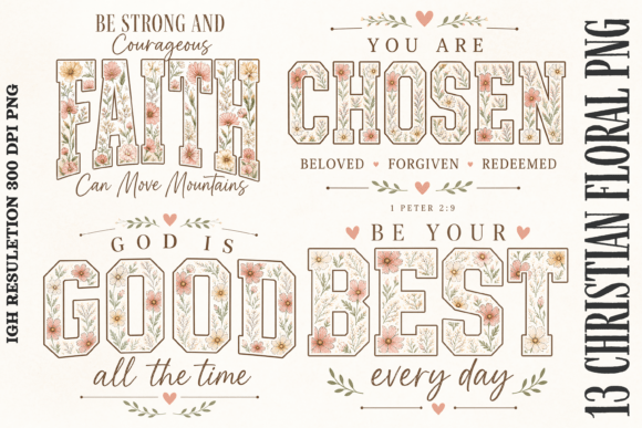 Christian Floral PNG Bundle Bible Vers T-Shirt Designs