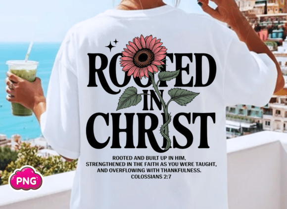 Christian Rooted in Christ PNG: T-Shirt Designs