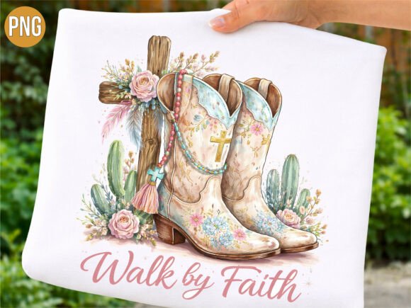 Christian Walk by Faith Cowgirl Boot PNG