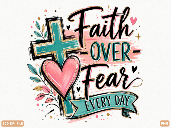 Faith over Fear Every Day Christian PNG — T-Shirt Designs
