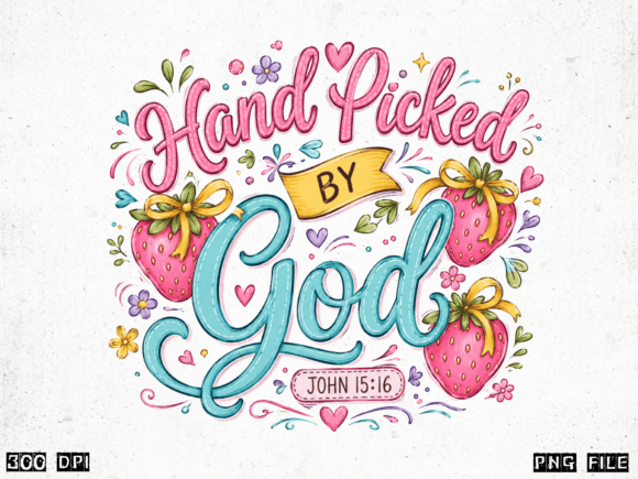 Hand Picked by God PNG Christian Straw T-Shirt Designs