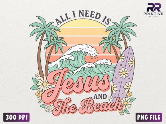 Jesus and the Beach Summer PNG