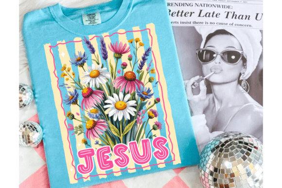 Jesus Floral PNG, Christian Wildflower T-Shirt Designs