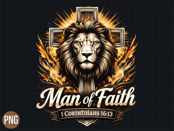 Lion of Judah Man of Faith Christian PNG T-Shirt Designs