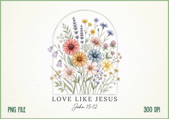 Love Like Jesus Wildflower PNG: T-Shirt Designs for Local Branding