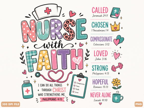 Nurse Faith Christian Nurse PNG Design