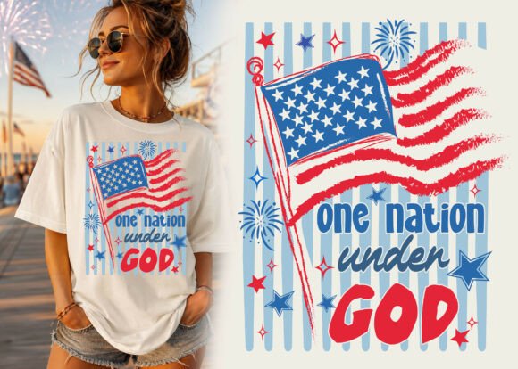 One Nation Under God Christian Tee T-Shirt Designs