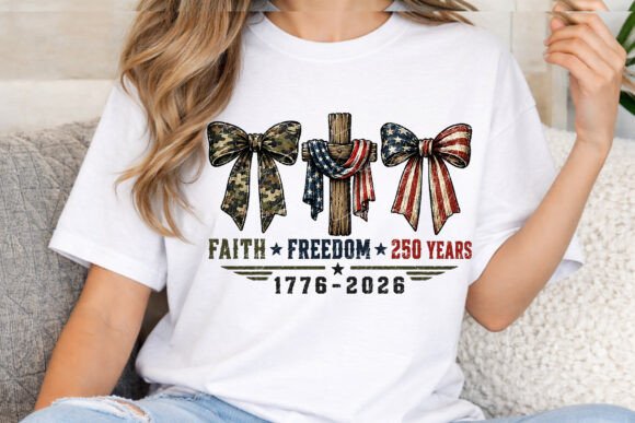 Patriotic Christian America 1776–2026 PNG T-Shirt Designs