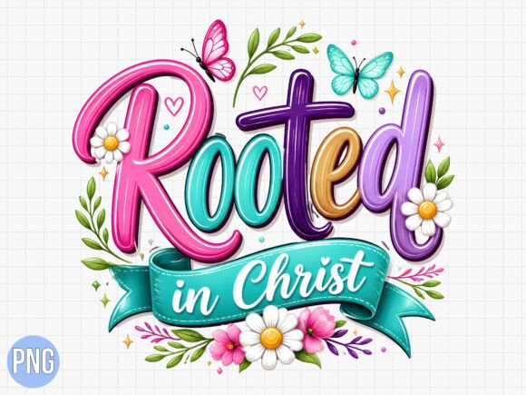 Rooted in Christ Christian Bible PNG for T-Shirt Designs