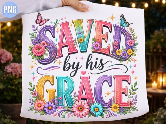 Saved by His Grace Christian Faith PNG T-Shirt Designs