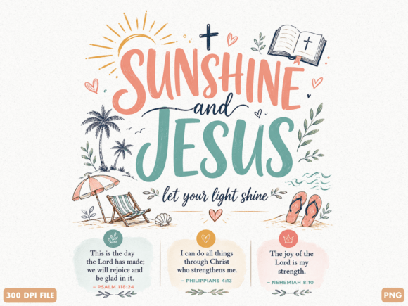 Sunshine and Jesus Christian PNG T-Shirt Designs