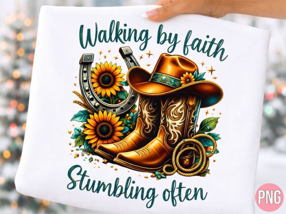 Walking Faith Cowboy Boots Christian PNG T-Shirt Designs