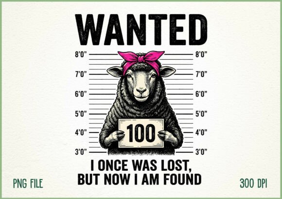 Wanted Easter Sheep Funny Christian PNG