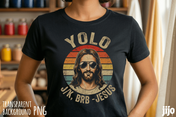 Yolo Brb Jesus Retro PNG T-Shirt Designs